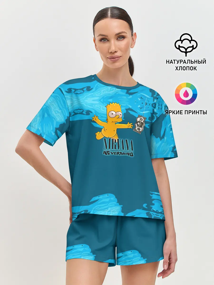 Женская пижама с шортами / Nirvana & Simpson