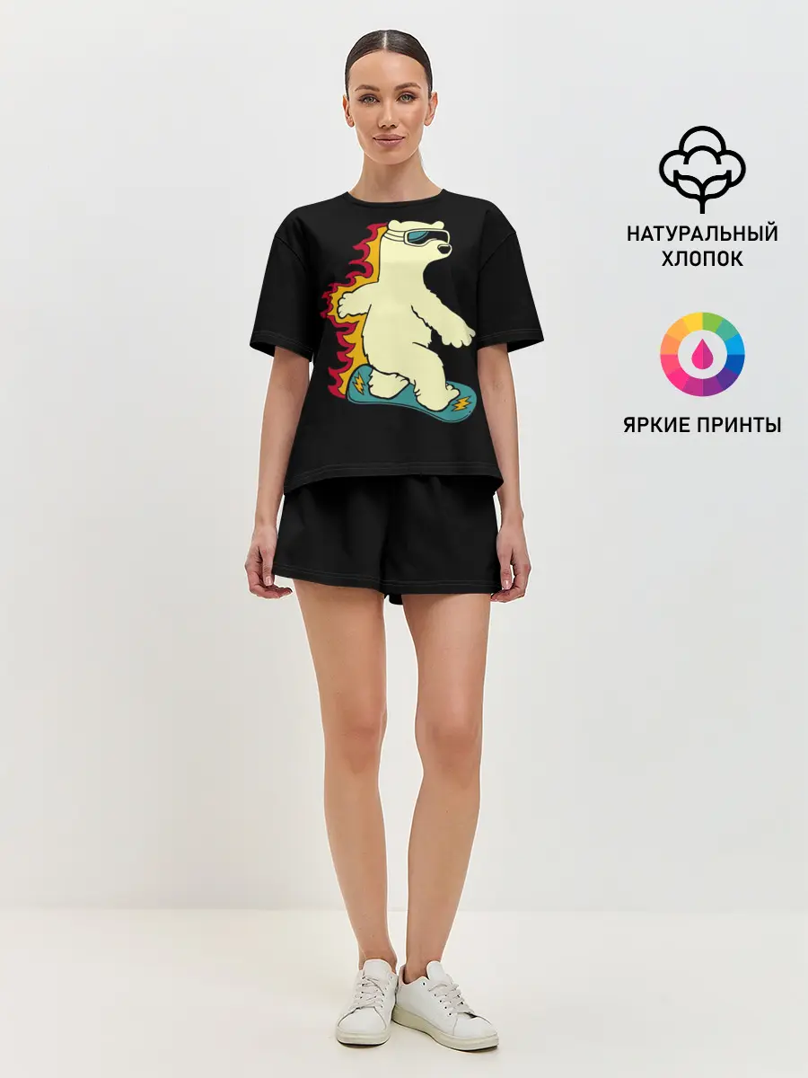 Женская пижама с шортами / Мишка на борде