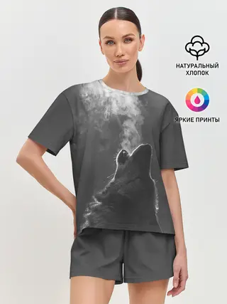 Женская пижама с шортами / Воющий волк