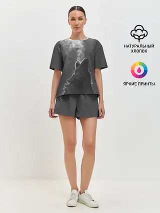 Женская пижама с шортами / Воющий волк