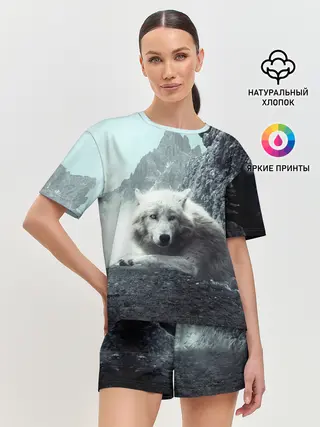 Женская пижама с шортами / Волк в горах