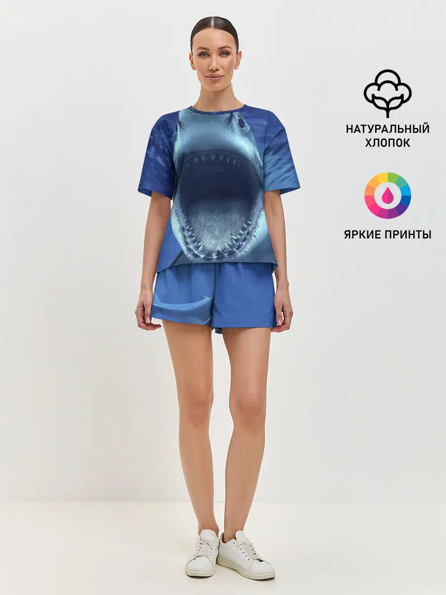 Женская пижама с шортами / Белая акула
