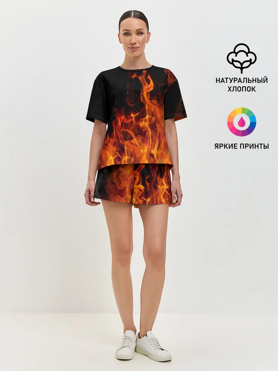 Женская пижама с шортами / Огонь
