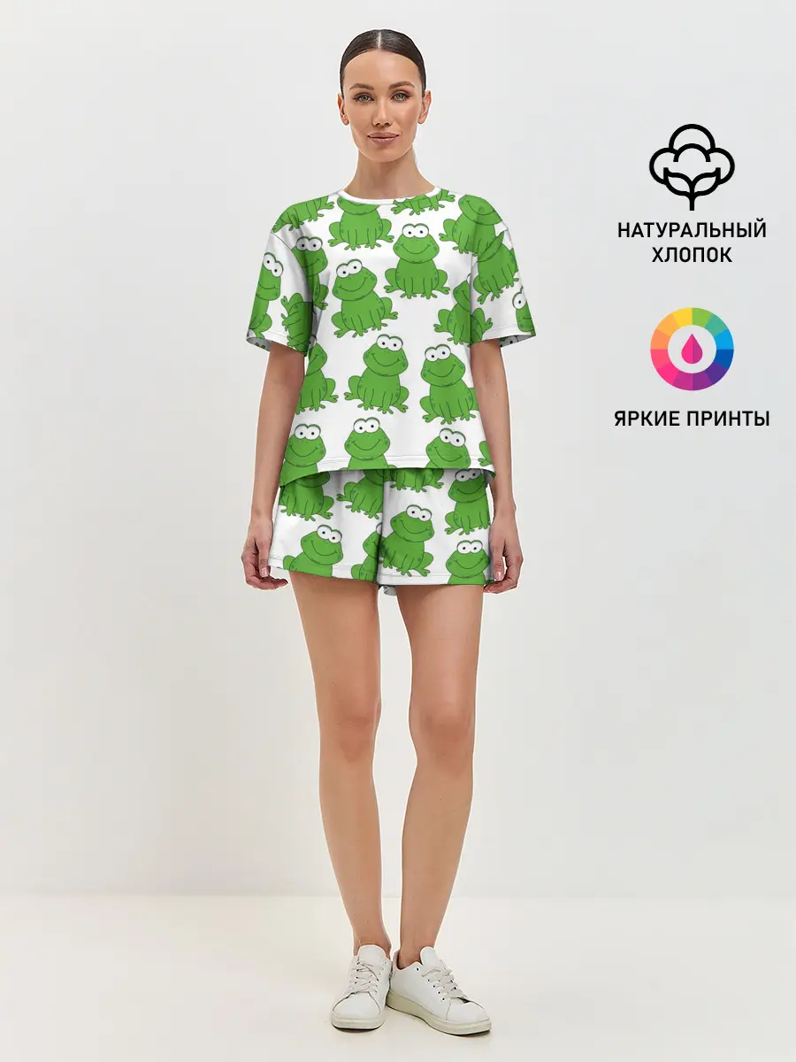 Женская пижама с шортами / Лягушки