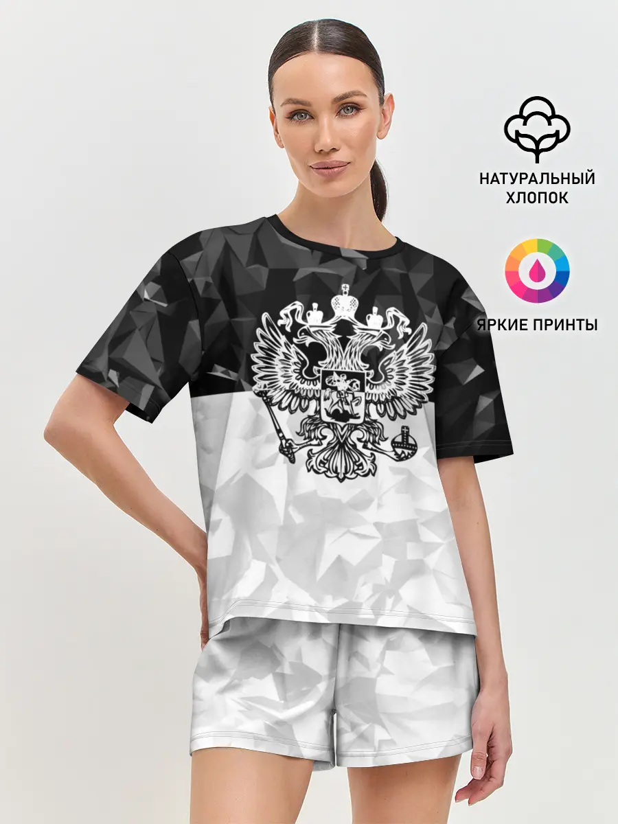 Женская пижама с шортами / RUSSIA BLACK X WHITE | РОССИЯ