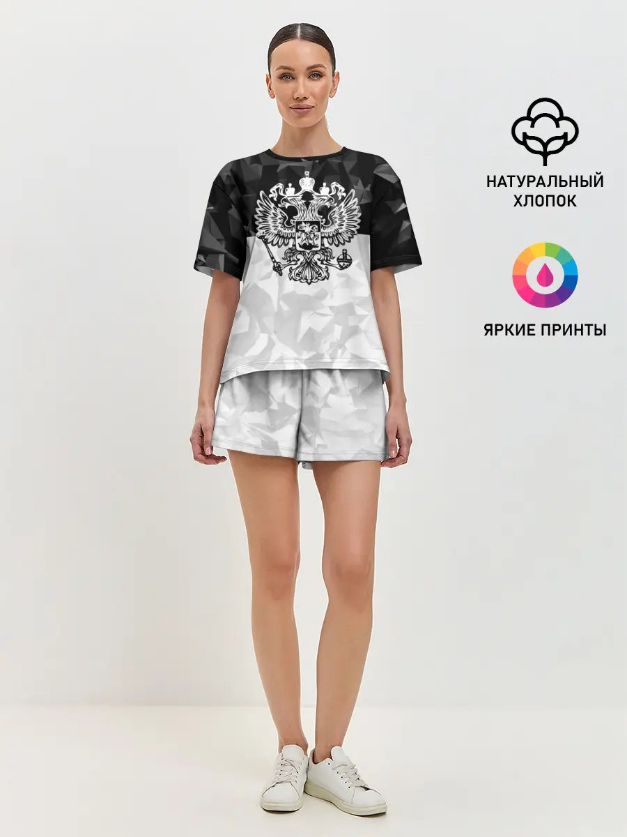 Женская пижама с шортами / RUSSIA BLACK X WHITE | РОССИЯ