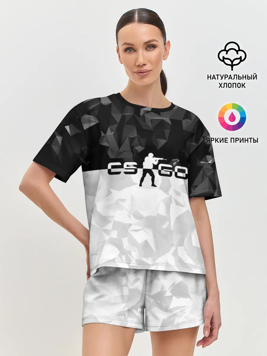 Женская пижама с шортами / CS GO BLACK WHITE GEOMETRY