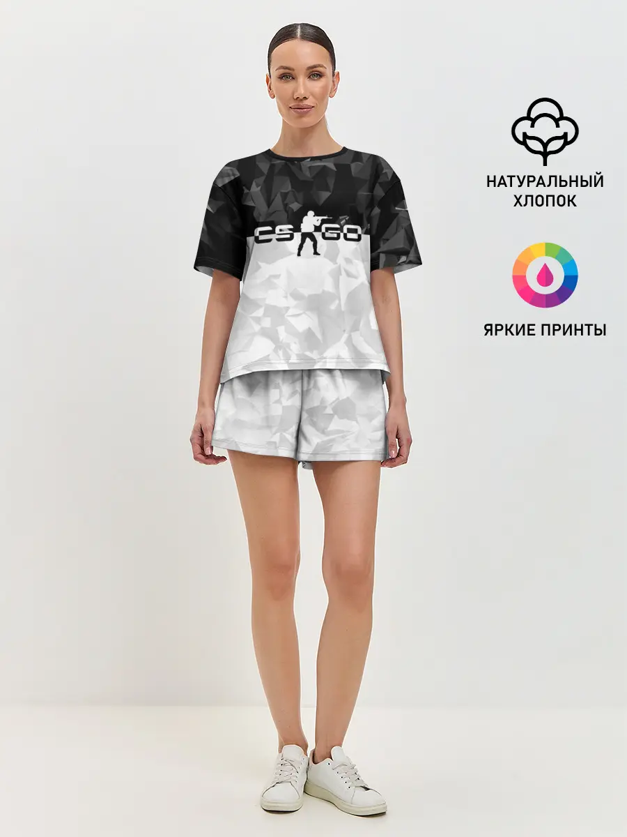 Женская пижама с шортами / CS GO BLACK WHITE GEOMETRY