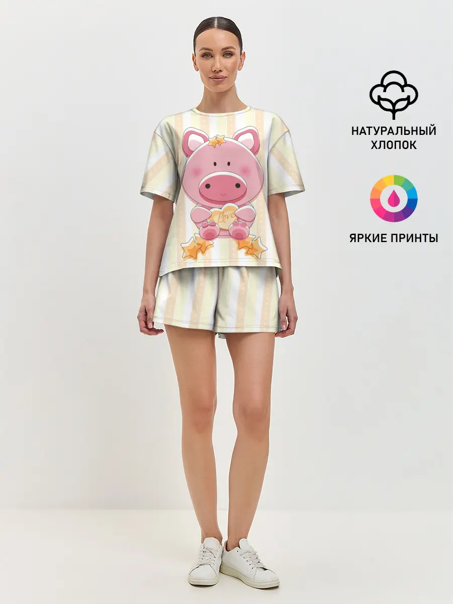 Женская пижама с шортами / Поросенок love