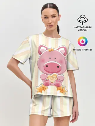 Женская пижама с шортами / Поросенок love