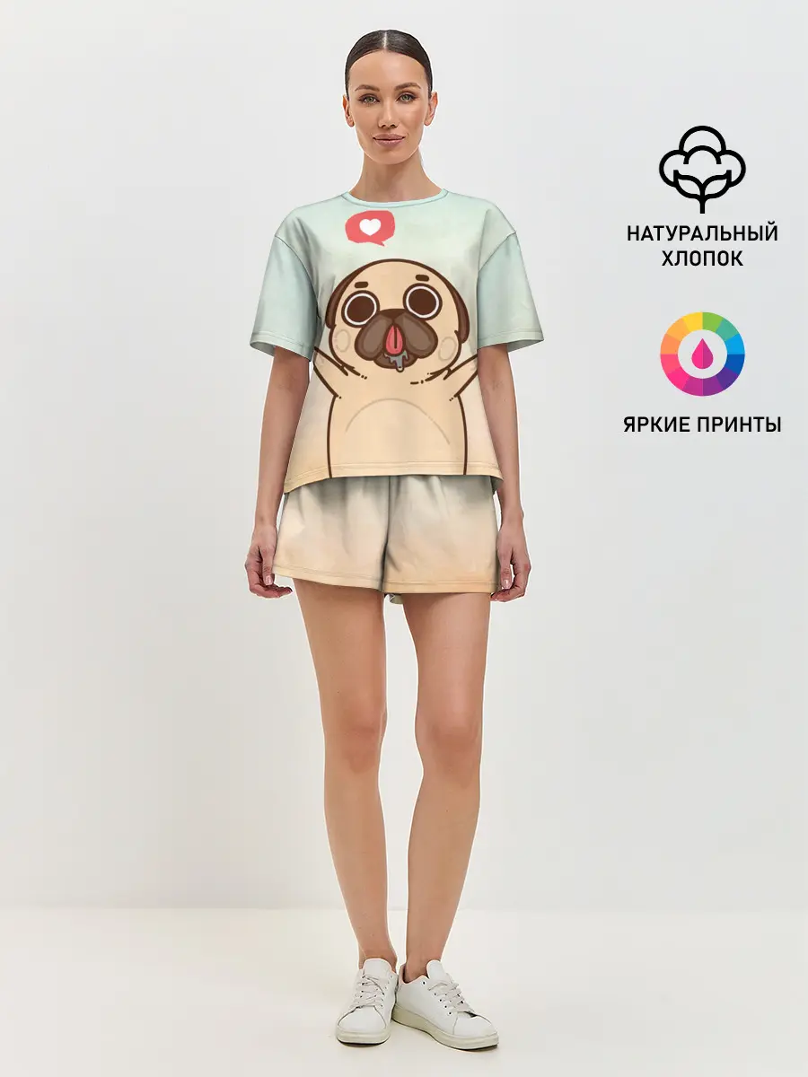 Женская пижама с шортами / Puglie Pug Like