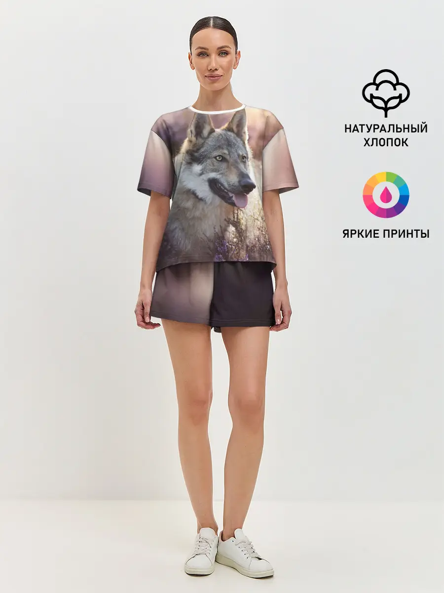 Женская пижама с шортами / Волк