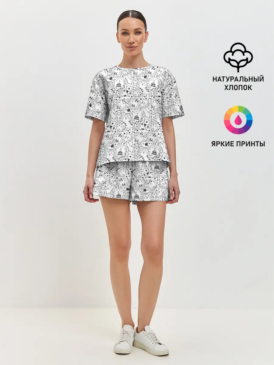 Женская пижама с шортами / котики и кошки