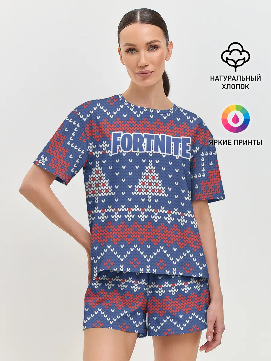 Женская пижама с шортами / НОВОГОДНИЙ FORTNITE
