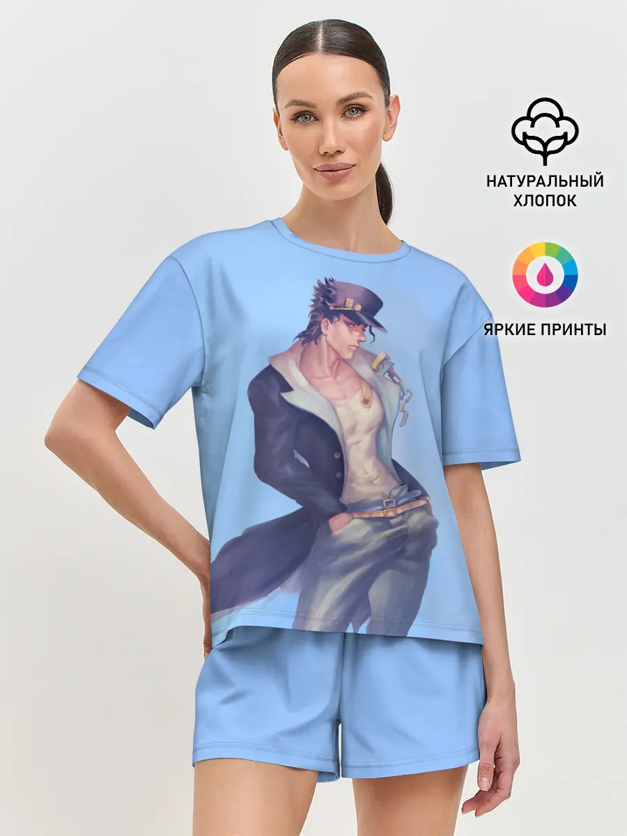 Женская пижама с шортами / Joutarou Kuujou на синем