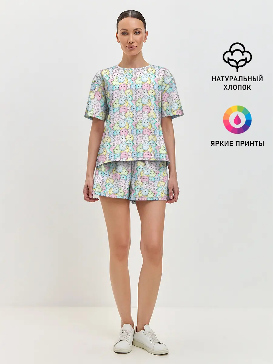 Женская пижама с шортами / Kawaii night