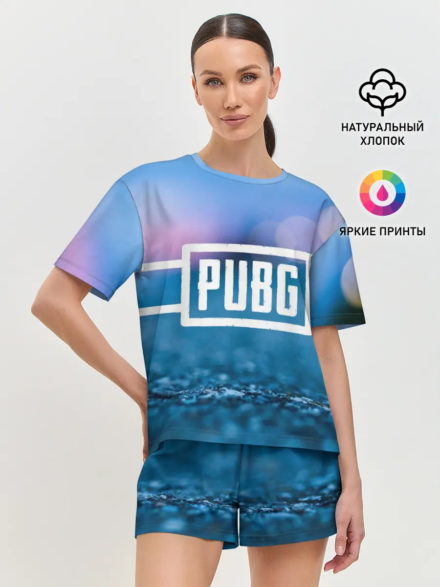 Женская пижама с шортами / PUBG light blue