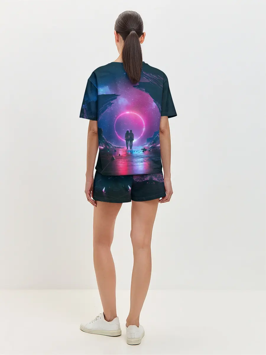 Женская пижама с шортами / Любовь в космосе
