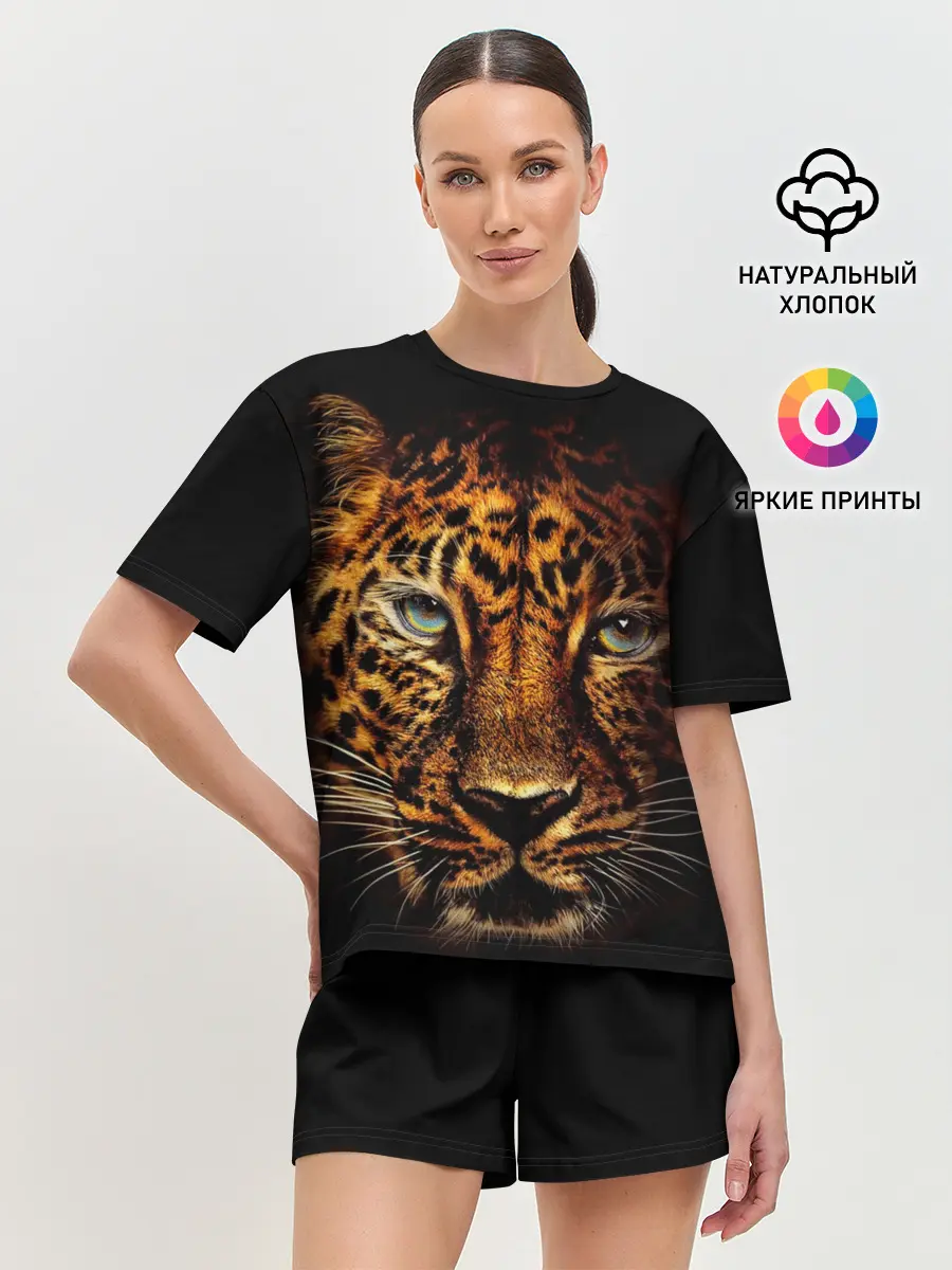 Женская пижама с шортами / Ягуар