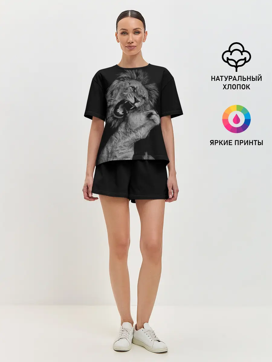 Женская пижама с шортами / Лев и львица