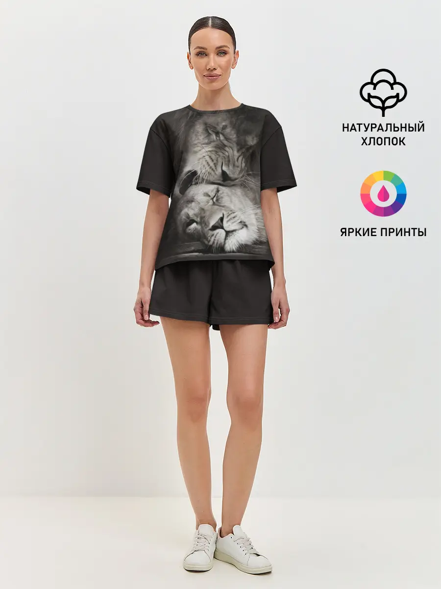 Женская пижама с шортами / Лев и львица