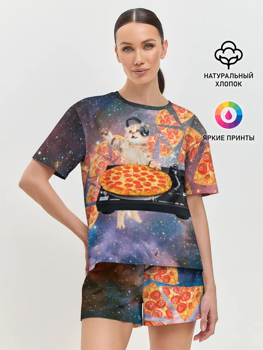 Женская пижама с шортами / Кот Диджей