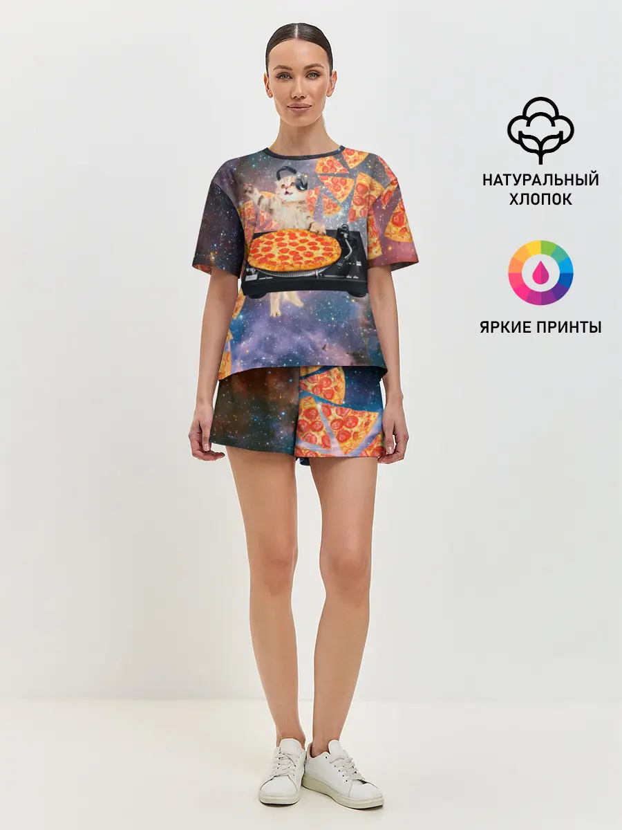 Женская пижама с шортами / Кот Диджей
