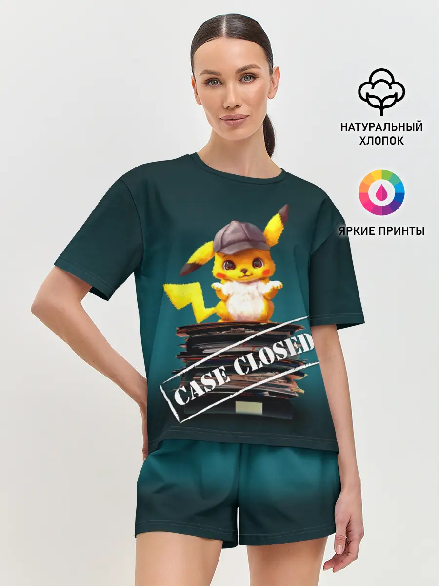 Женская пижама с шортами / Дело закрыто покемоном