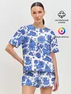 Женская пижама с шортами / Сибирская гжель