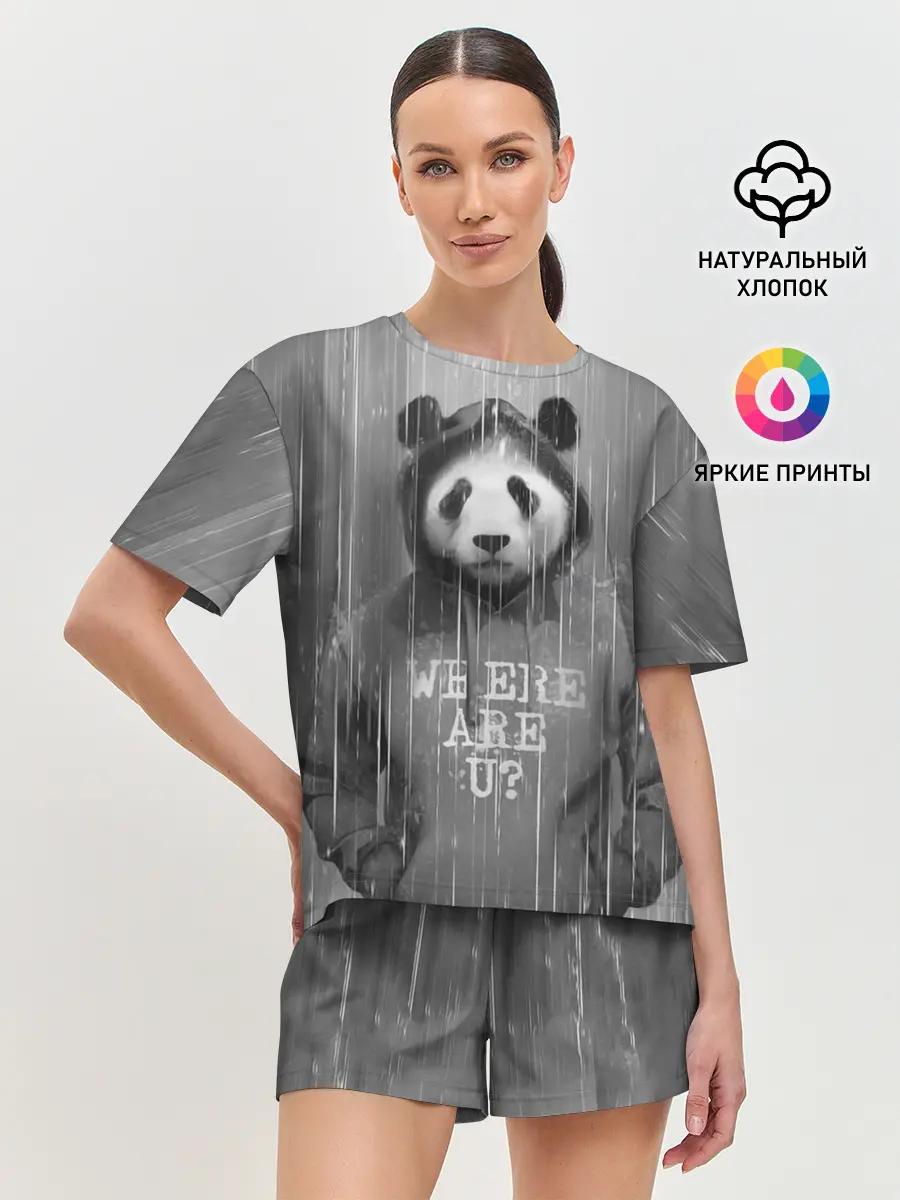 Женская пижама с шортами / Панда