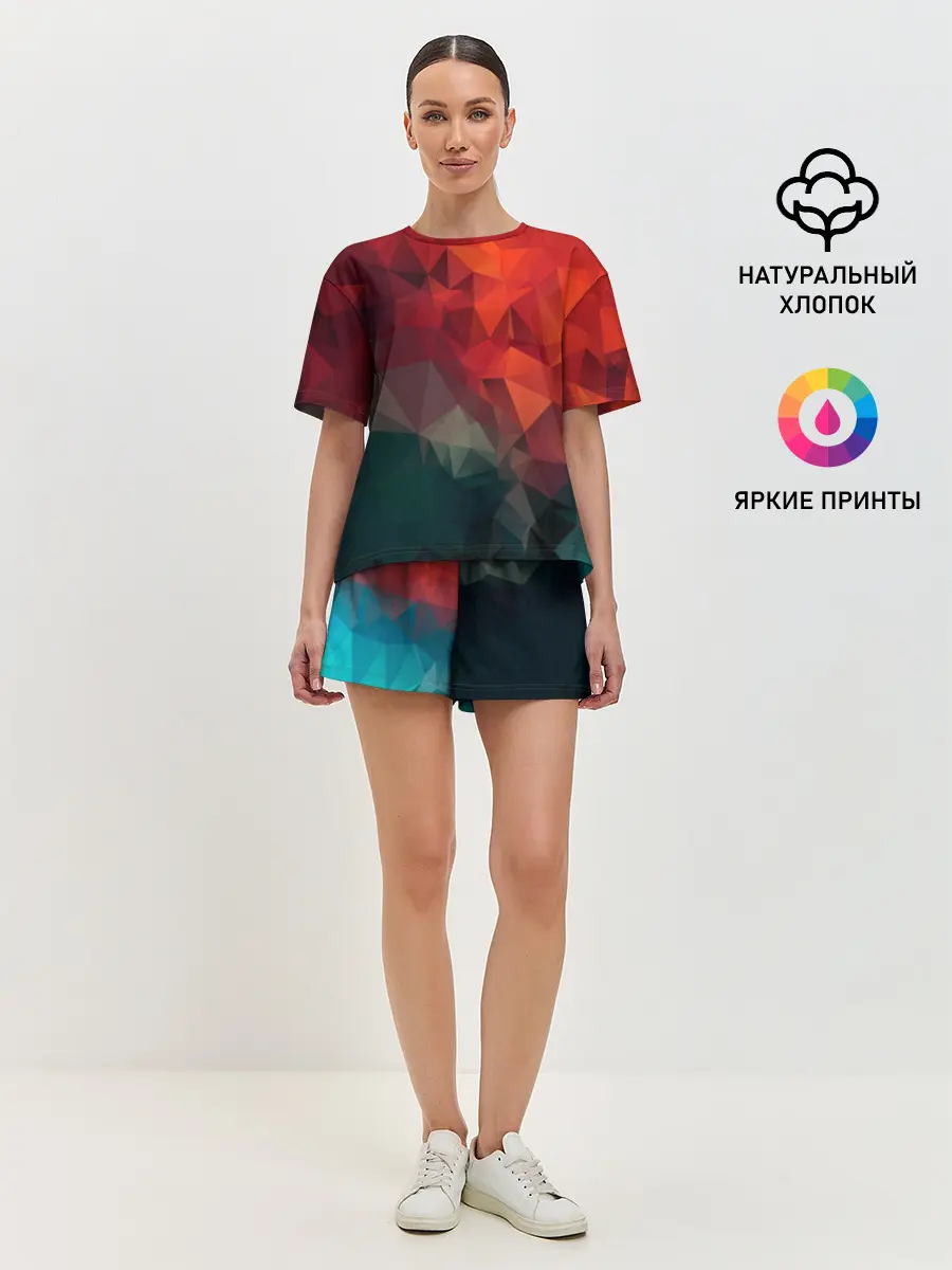 Женская пижама с шортами / Краски Абстракт