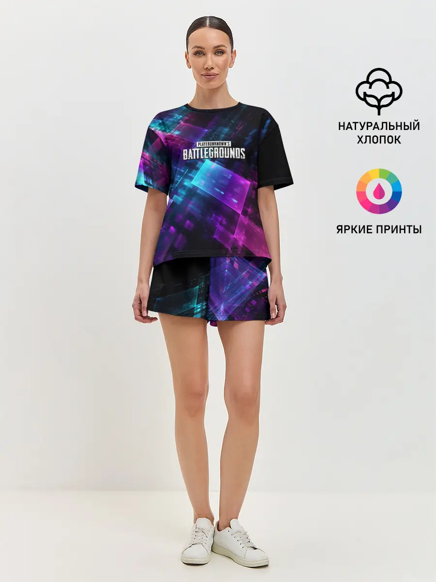 Женская пижама с шортами / Pubg neon style 2019