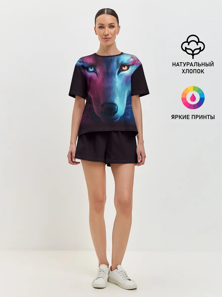 Женская пижама с шортами / NEON WOLF | НЕОНОВЫЙ ВОЛК