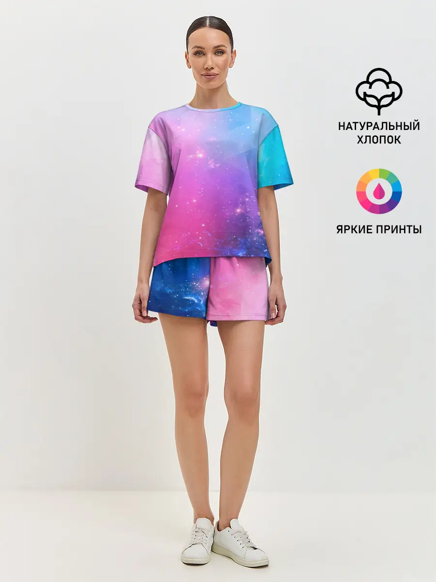 Женская пижама с шортами / Абстракция Блеск Градиент