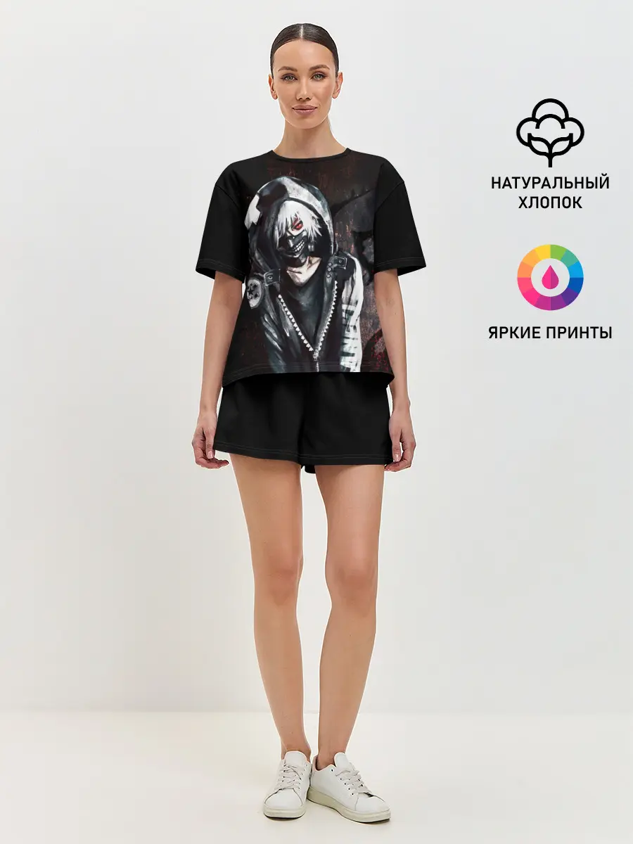 Женская пижама с шортами / Ken Kaneki в капюшоне