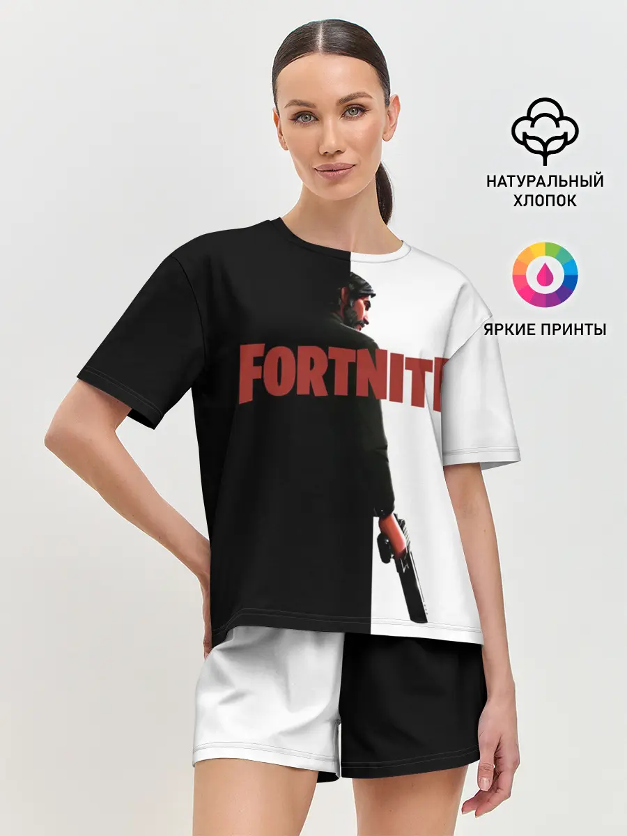 Женская пижама с шортами / The Reaper Half Black Fortnite