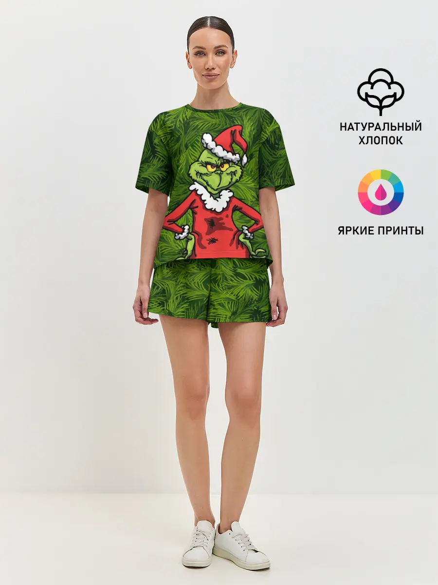 Женская пижама с шортами / Гринч