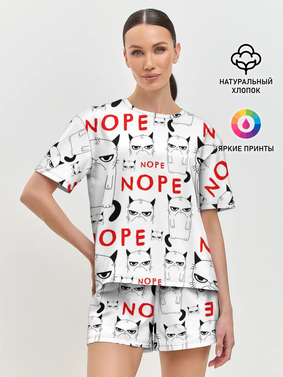 Женская пижама с шортами / Grumpy Cat. Nope!