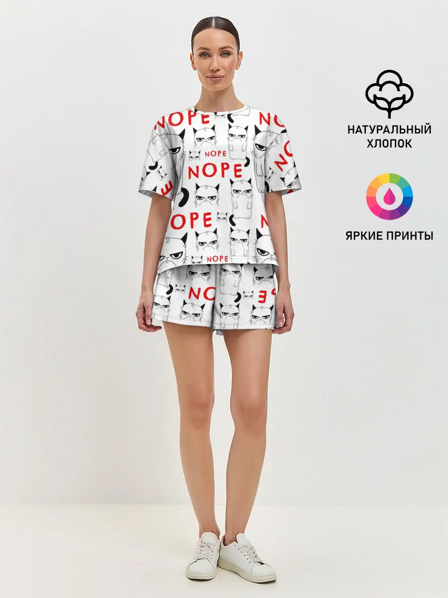 Женская пижама с шортами / Grumpy Cat. Nope!