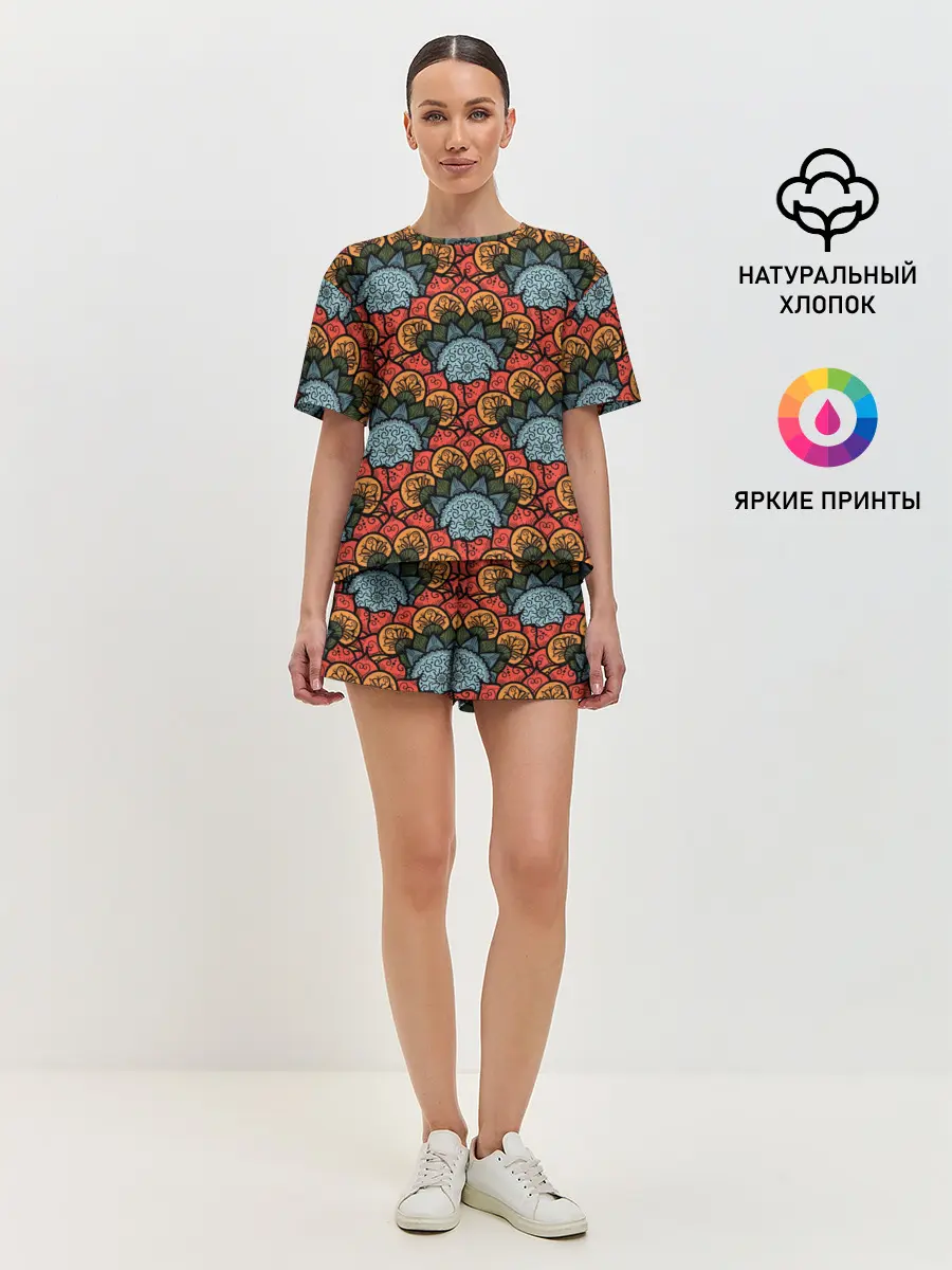 Женская пижама с шортами / Узоры Бохо