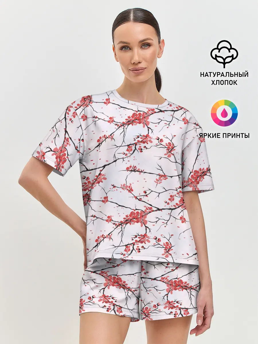 Женская пижама с шортами / Сакура