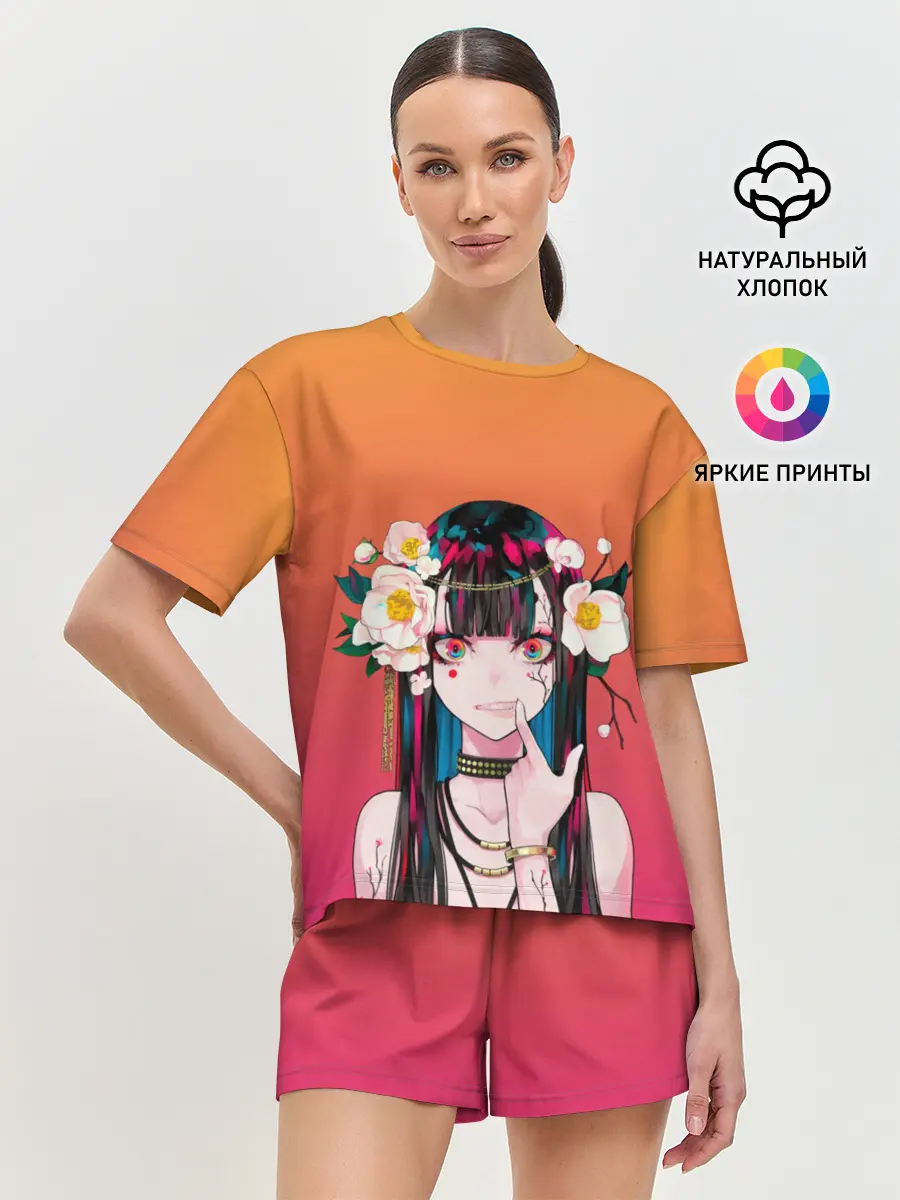 Женская пижама с шортами / Девушка - сакура