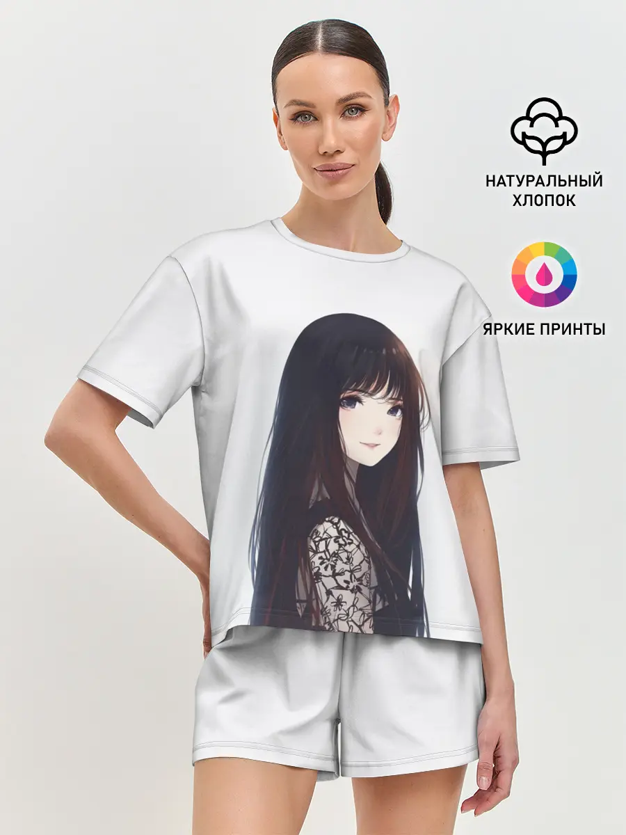 Женская пижама с шортами / Красивая аниме девушка