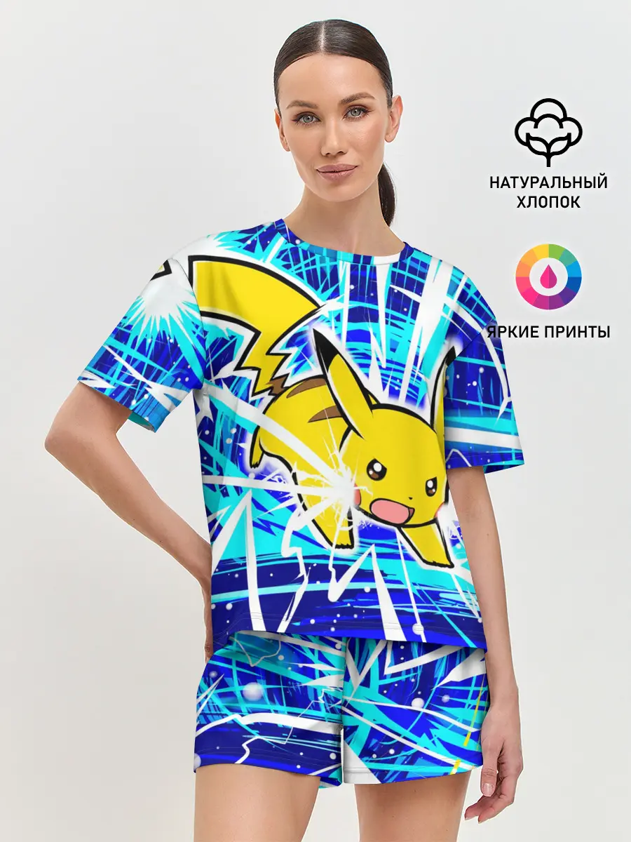 Женская пижама с шортами / Пикачу