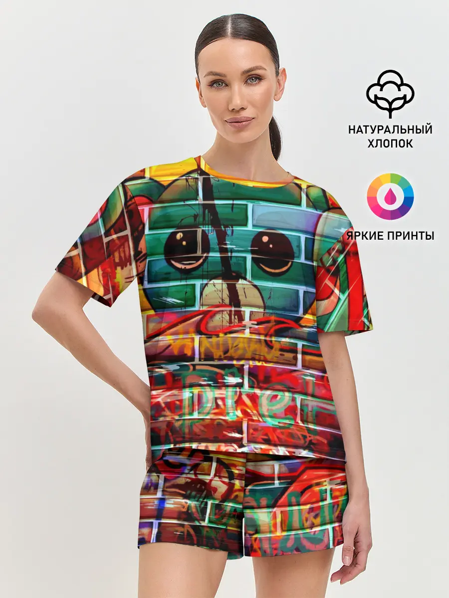 Женская пижама с шортами / Милый Зверёк Граффити
