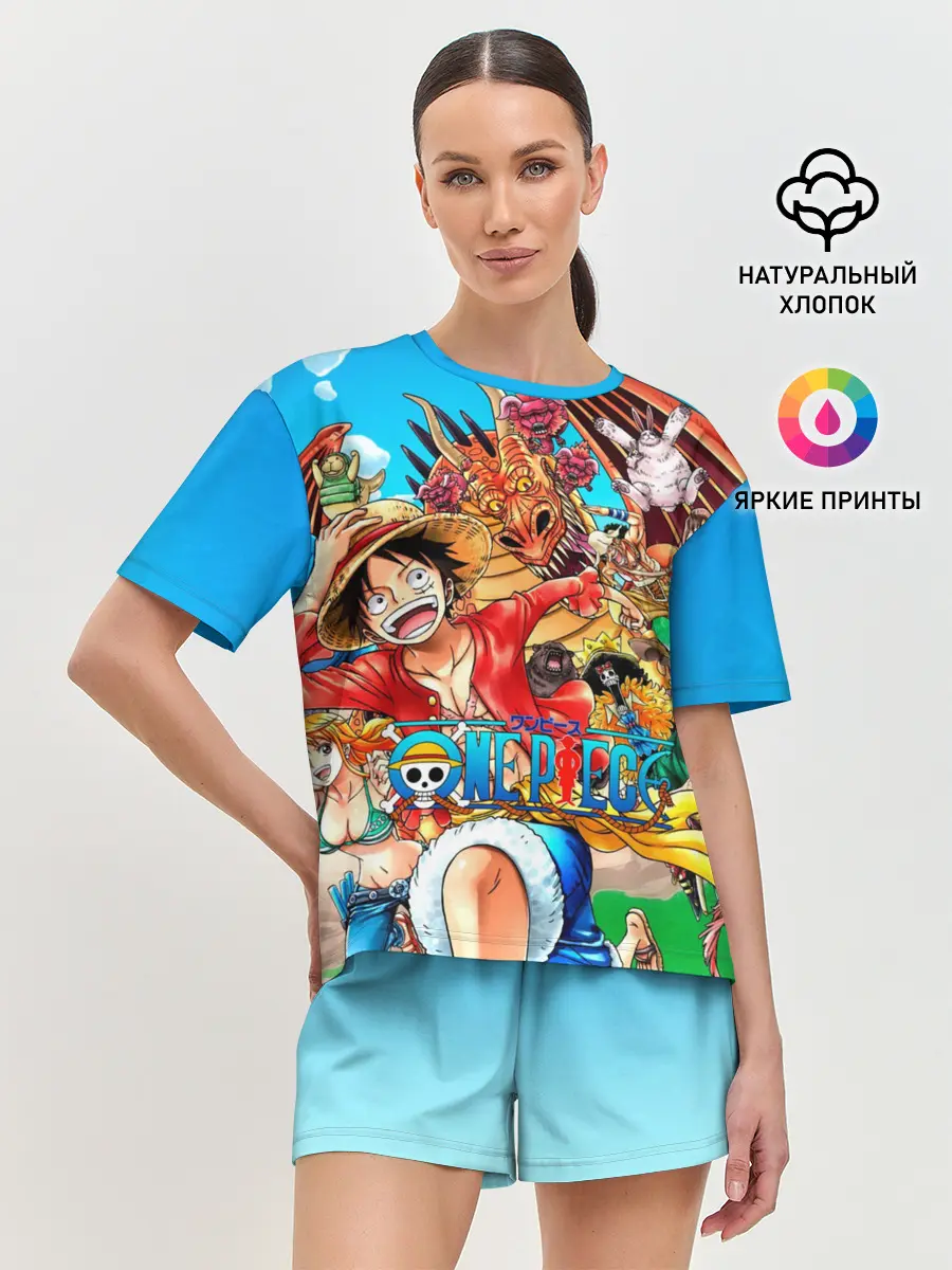 Женская пижама с шортами / куча мала One Piece