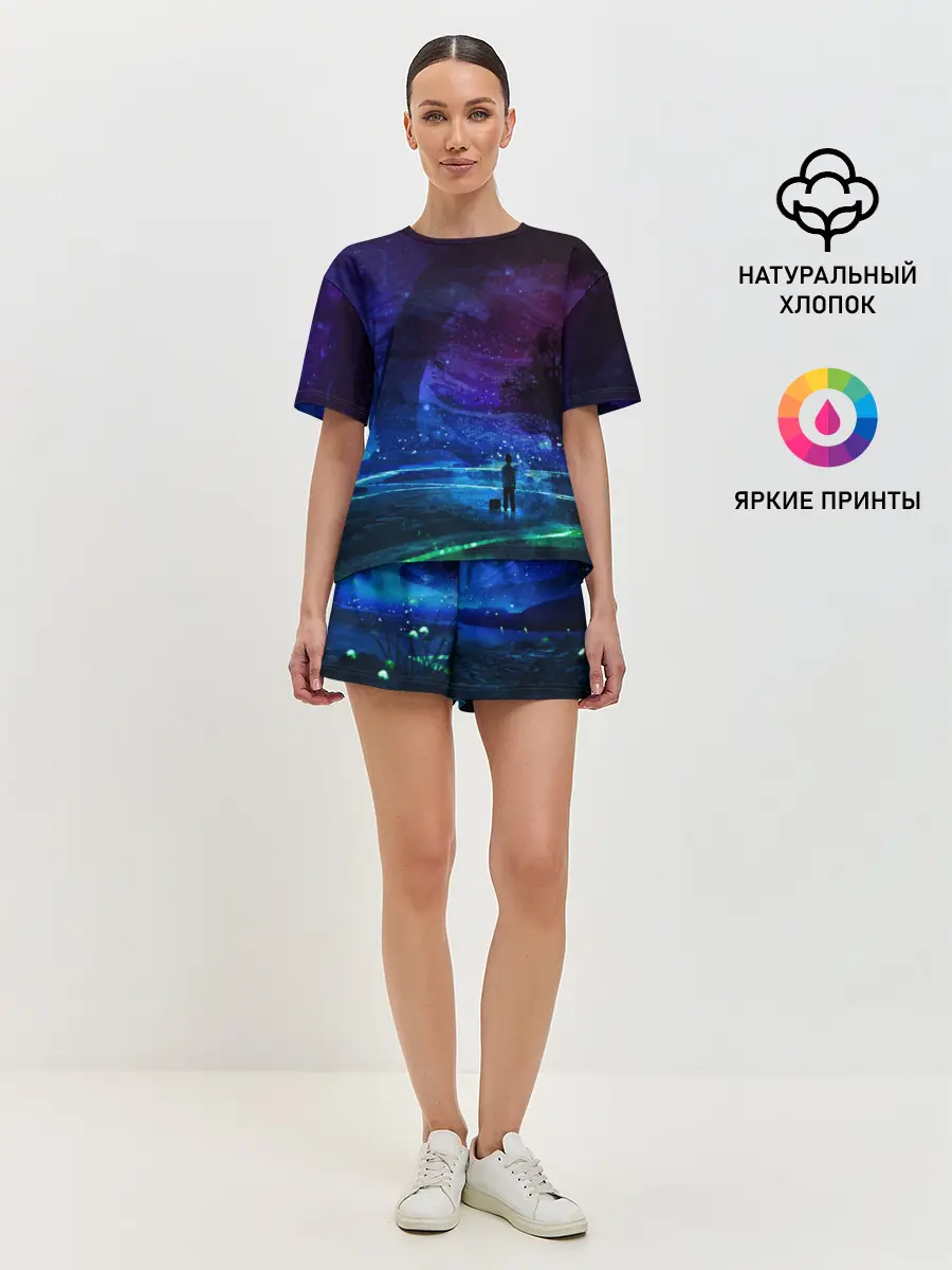 Женская пижама с шортами / Парень и космос