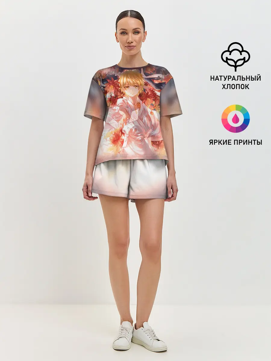 Женская пижама с шортами / БЕЗДОМНЫЙ БОГ. Юкинэ в цветах