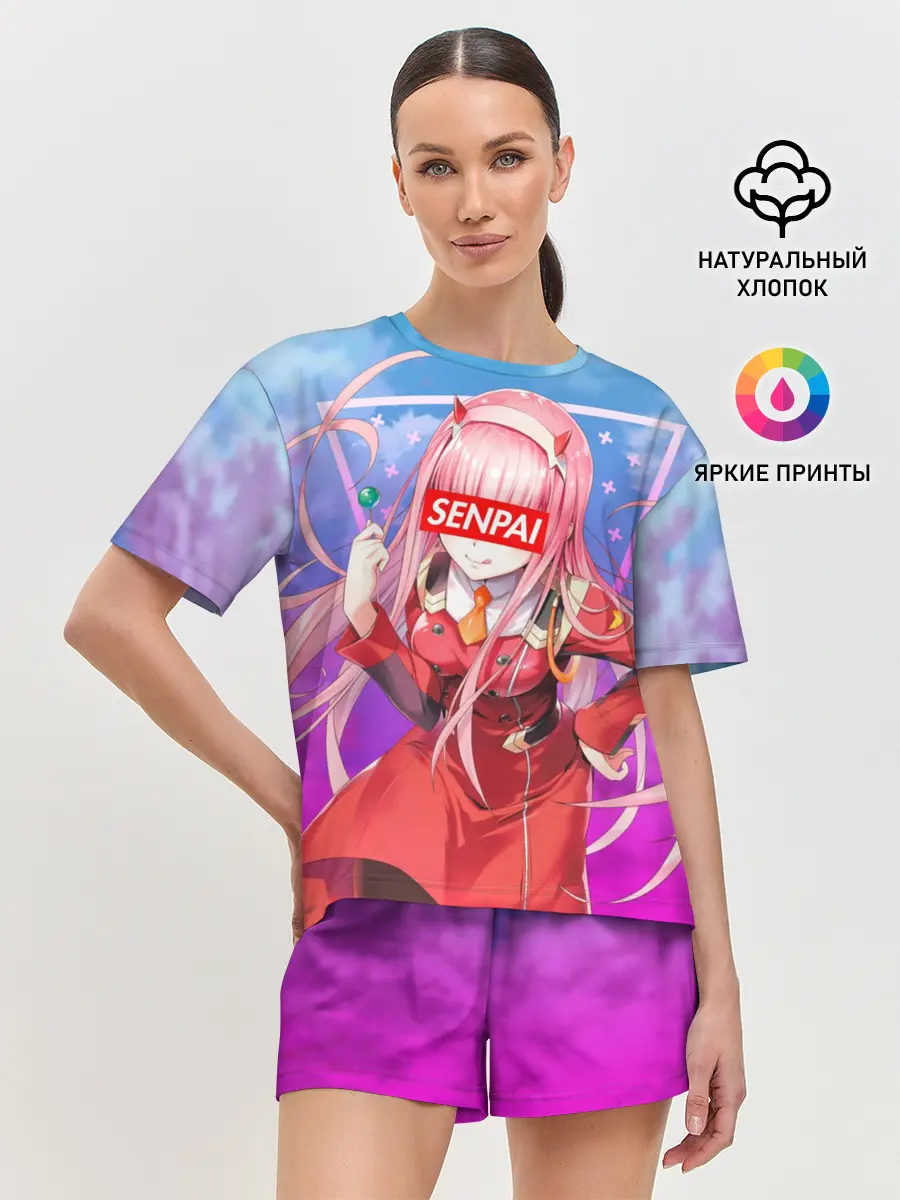 Женская пижама с шортами / Anime Senpai Girl pink