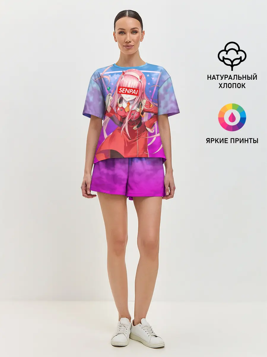 Женская пижама с шортами / Anime Senpai Girl pink
